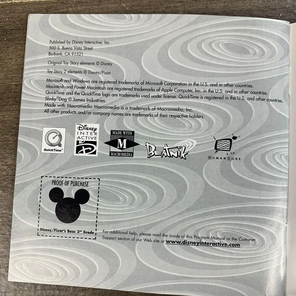VTG Disney Pixar Buzz Lightyear 2nd Grade CD Rom For Windows/ Mac
